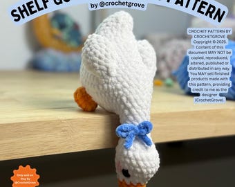 Schema all&#39;uncinetto per oca da scaffale / Oca di peluche amigurumi in PDF / Oca da scaffale fai da te all&#39;uncinetto / Schema CrochetGrove