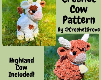 Cow crochet pattern, Highland cow crochet pattern, crochetgrove