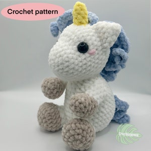 Unicornio Crochet Pattern patrón de crochet, unicornio sentado, unicornio de pie