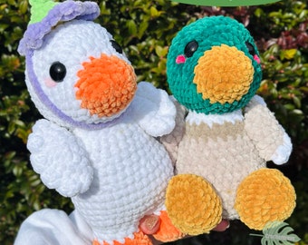 Duck Crochet Pattern motif au crochet, canard assis, canard debout, canard colvert