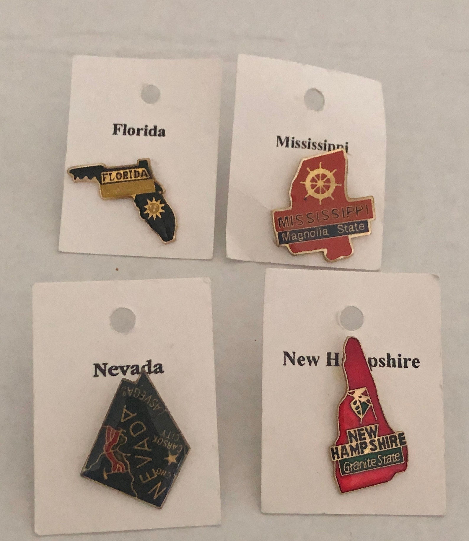 10 Vintage State Pins Lapel Brooch Badge Enamel on Hang Tags Etsy