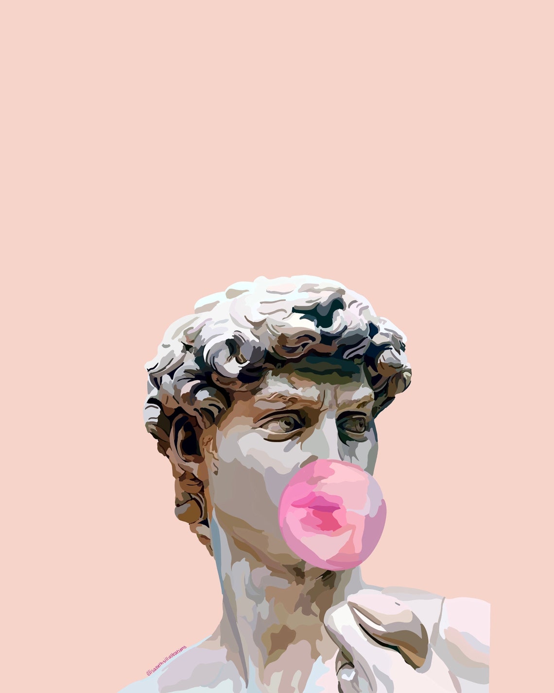 Bubble Gum Statue Illustration Digital Download Print | Etsy