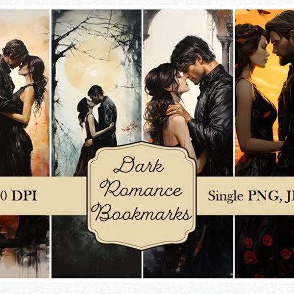 Set of 5 Dark Romance Digital Bookmarks - Instant Download 300 Dpi