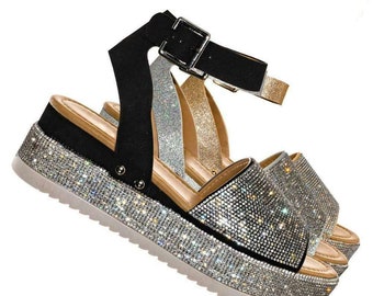 rhinestone wedge shoes