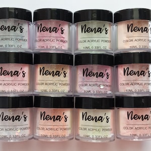 New, Nena's, Glitter Collection, Nail Acrylic Powder, Pack of 12.