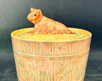 Vintage botervloot met koeienhengsel van Royal Art Pottery.