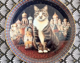 Decoratief verzamelbord uit Cats of the World Series Twiglit in Rusland.