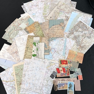 75-delig pakket kaarten met gemengde ephemera, waaronder straat- en munitiekaarten om te knutselen, projecten.