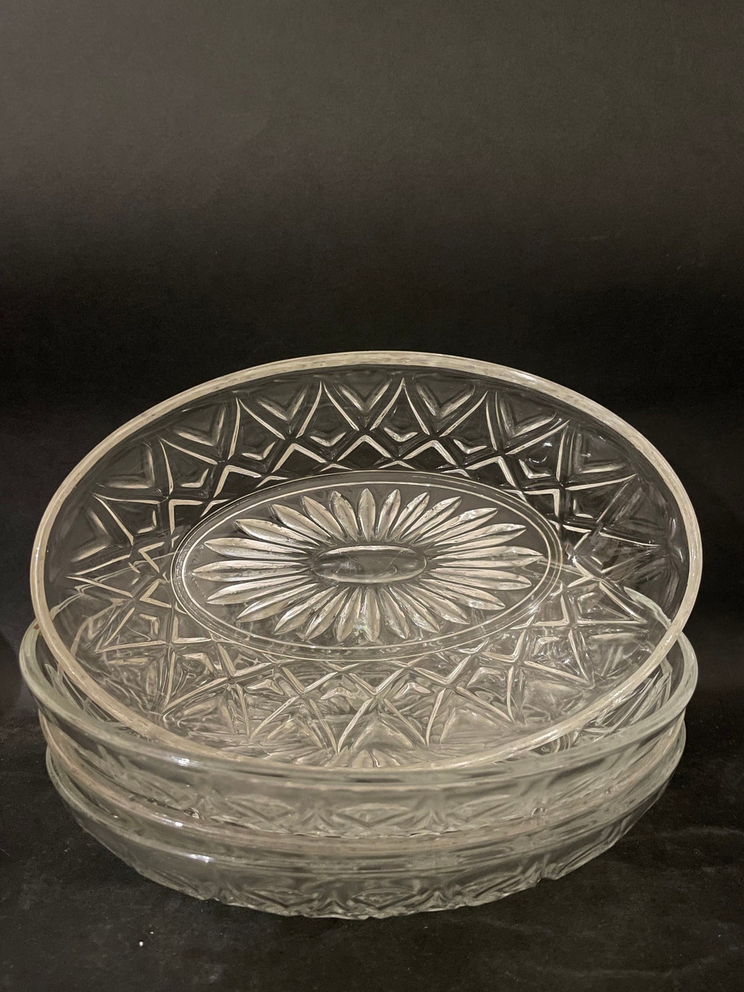 Set of Four Vintage Oval Cut Glass Dessert Dishes Etsy