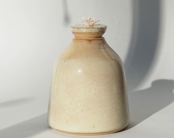 Handmade Stoneware Oil Lamp: Unique Ceramic Candle