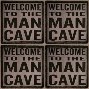 Glowforge laser ready file Man Cave Slate Coaster engraving