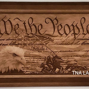Glowforge Digital Laser Ready Design File - Eagle We The People American Flag - Wood Engrave File- SVG - PDF - PNG - America -2nd - TNALaser