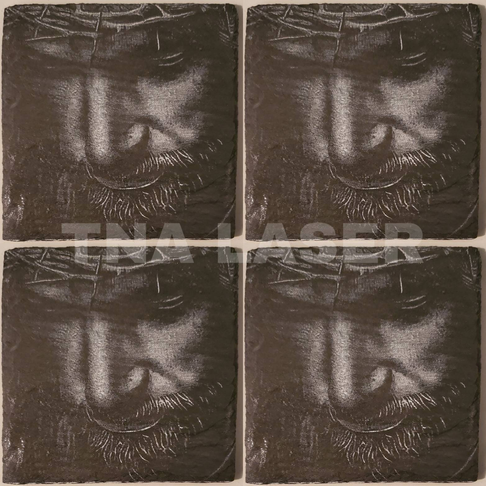 Glowforge Digital Laser Ready Design File - Jesus Gesicht auf weißem Schiefer - PNG - Untersetzer - 10 x 10 cm - Religion - Gott