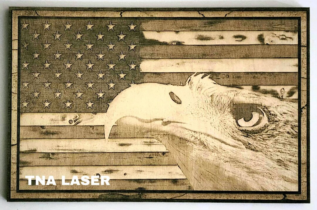 Glowforge Digital Laser Ready Design File Eagle Head American Flag Wood ...