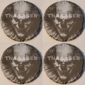 Glowforge Digital laser ready file - Horror Clown Painted Slate coaster engraving PNG  Halloween - design file - TNALaser