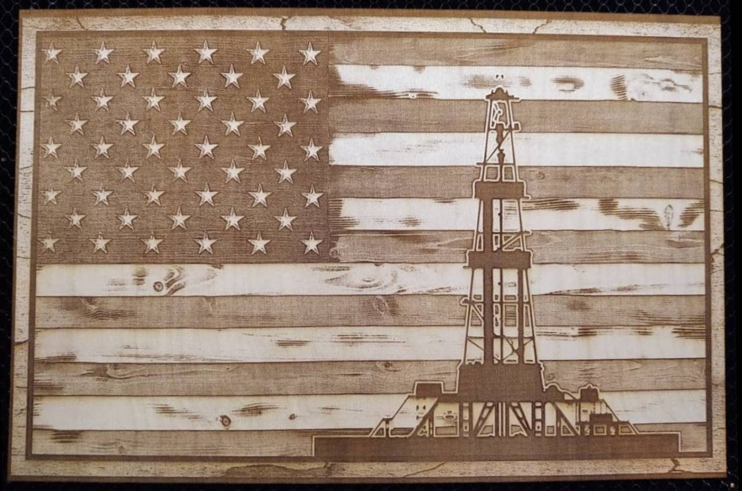 Glowforge Digital Laser Ready Design File - Oil Rig American Flag ...