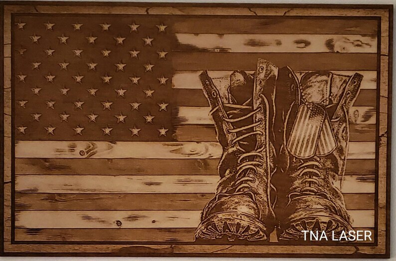 Glowforge Digital Laser Ready File _ American Flag _ Honor _ Engrave ...