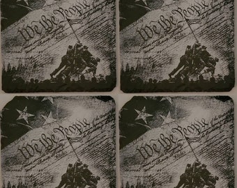 Glowforge laser ready file We the People Painted Slate coaster engraving- digital design file PNG - PDF