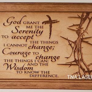 Glowforge Digital Laser Ready Design File - Serenity Prayer - Wood Engrave File - SVG - PDF - PNG - Religious - Bible Verse - Religion