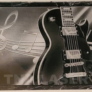 Glowforge Digital Laser Ready Design File - Guitar Painted Acrylic - Acrylic Engrave File - SVG - PNG - Music - Notes - Musician - Sound -