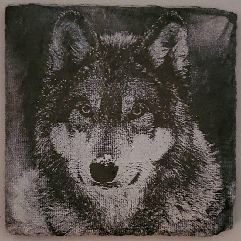 Laser Ready File Wolf Slate Coaster Engraving Etsy