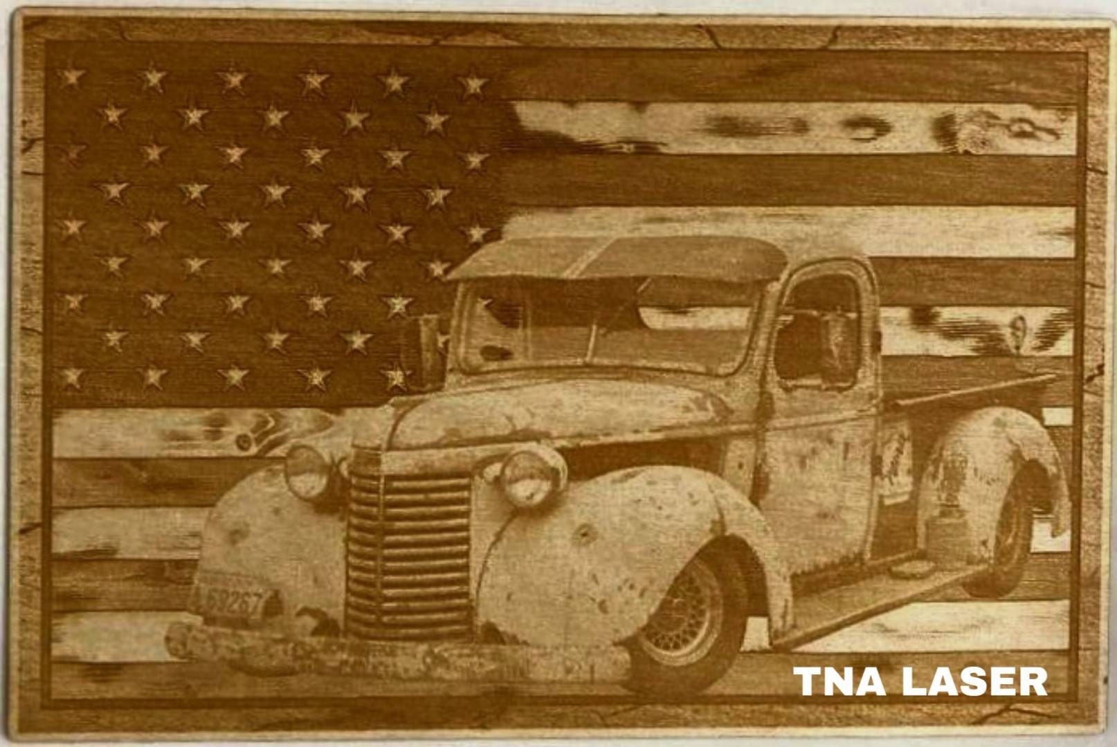 Glowforge Digital Laser Ready Design File - Vintage Truck American Flag ...