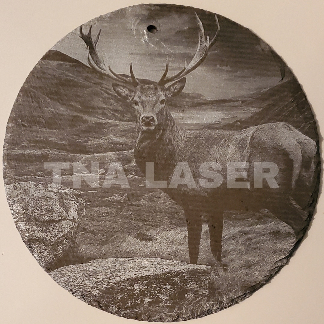 Glowforge Digital Laser Ready Design File - Deer Painted White Slate ...