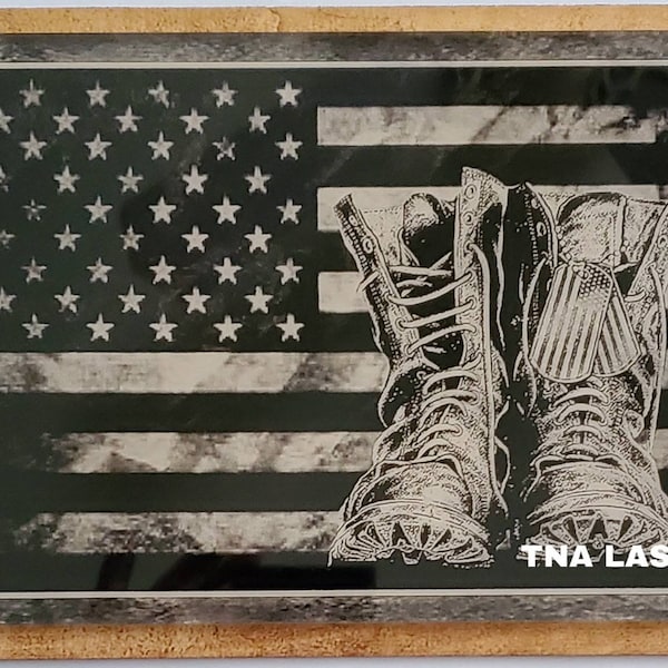 Glowforge Digital Laser Ready Design File - Painted Acrylic Military Boots American Flag - Acrylic Engrave File - SVG - PNG - PDF - Honor -