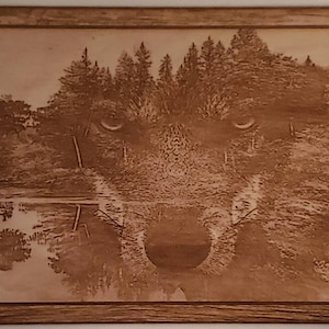 Glowforge Digital Laser Ready Design File - Hidden Wolf Tree - Wood Engrave File - SVG - PDF - PNG - Wildlife - Wolves - Wilderness - Dogs