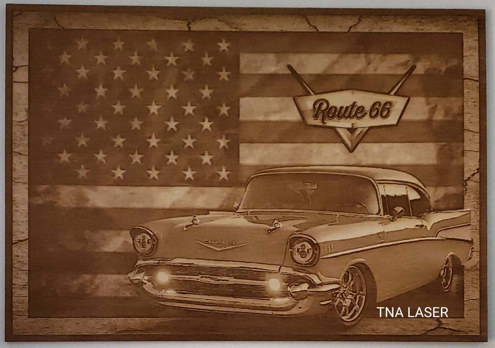 Glowforge Digital Laser Ready Design File - 57 Chevy American Flag ...