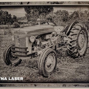Glowforge Digital Laser Ready Design File - Painted Black Acrylic Tractor - Acrylic Engrave File - SVG - PNG - PDF - Farming - Equipment -