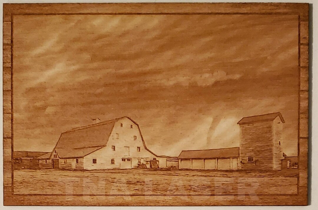 Glowforge Digital Laser Ready Design File - Tornado at Farm - Wood ...