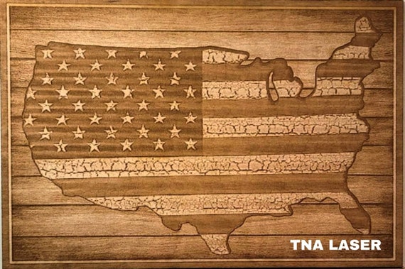 Glowforge Digital Laser Ready Design File Usa American Flag - Etsy