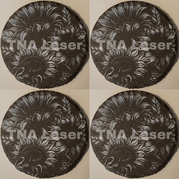 Glowforge laser ready Digital File - Sunflower - Painted Slate Coaster engraving - PNG - Flowers - wild - Field - Outdoor - Drink Coaster