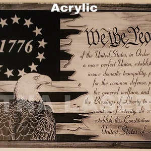Glowforge Digital Laser Ready Design File - Flag We the People 1776 Painted Acrylic - Acrylic Engrave File - SVG - PNG - Freedon - American