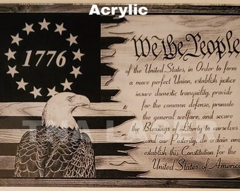 Glowforge Digital Laser Ready Design File - Flag We the People 1776 Painted Acrylic - Acrylic Engrave File - SVG - PNG - Freedon - American