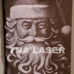 Glowforge Digital Laser Ready Design File - Santa Claus Painted Slate sign - Engrave File - PNG - Christmas - Hanging Sign - Outdoor -