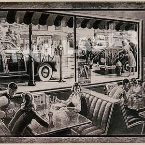 Glowforge Digital Laser Ready Design File - 50&#39;s Diner - Painted Acrylic Engrave - SVG - PNG - Restaurant ,Diner, Bar, Mancave,  Decor Retro