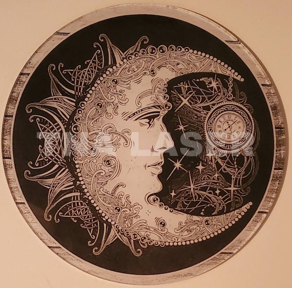 Glowforge Digital Laser Ready Design File Lune ronde peinte acrylique  Fichier de gravure acrylique SVG PNG Art de la lune Soleil Ciel nocturne -   France