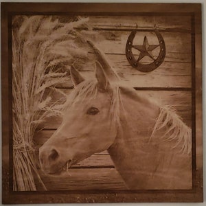 Glowforge laser ready file Horse on wood engraving