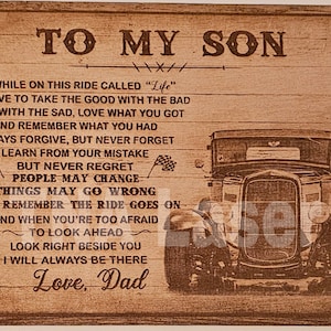 Glowforge Digital Laser Ready Design File - To My Son - Wood Engrave File - SVG - Poem - Dad - Mom - Love - Quote