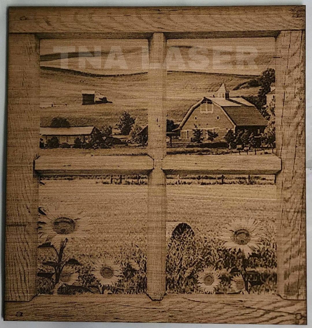 Glowforge Digital Laser Ready Design File - Farm Window Scene - Wood ...
