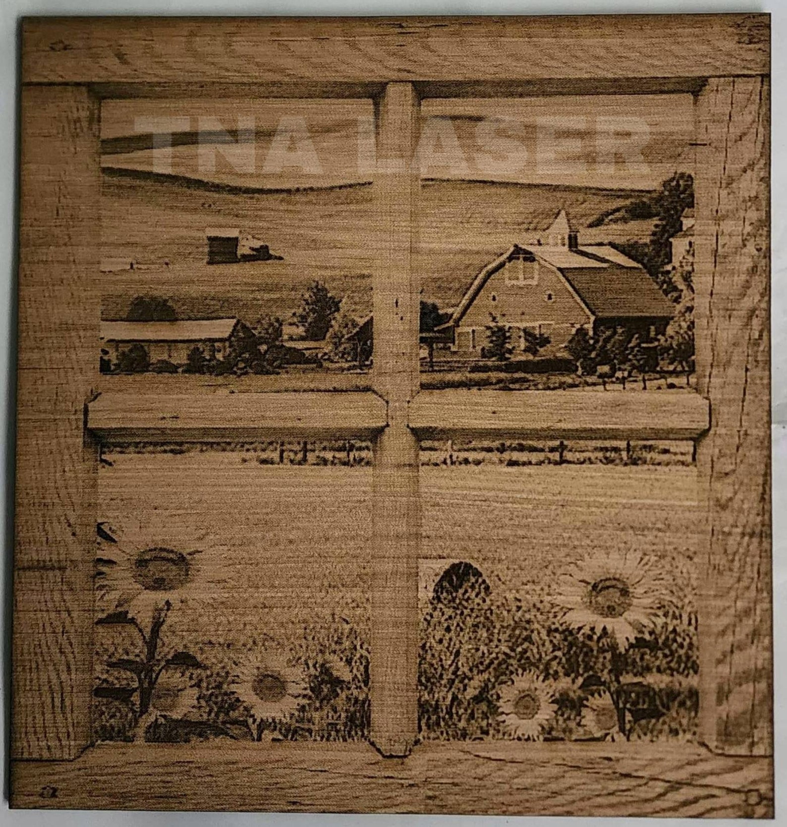 Glowforge Digital Laser Ready Design File - Farm Window Scene - Wood ...