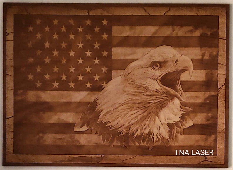 Glowforge Digital Laser Ready Design File - Eagle American Flag - Wood ...