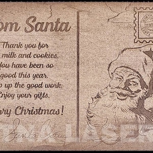 Arquivo de design digital pronto para laser Glowforge - Cartão postal de Natal do Papai Noel - Arquivo de gravação em madeira - SVG - PDF - PNG - Carta - Noel - São Nicolau