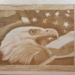 Glowforge Digital Laser Ready Design File - Bald Eagle American Flag ...