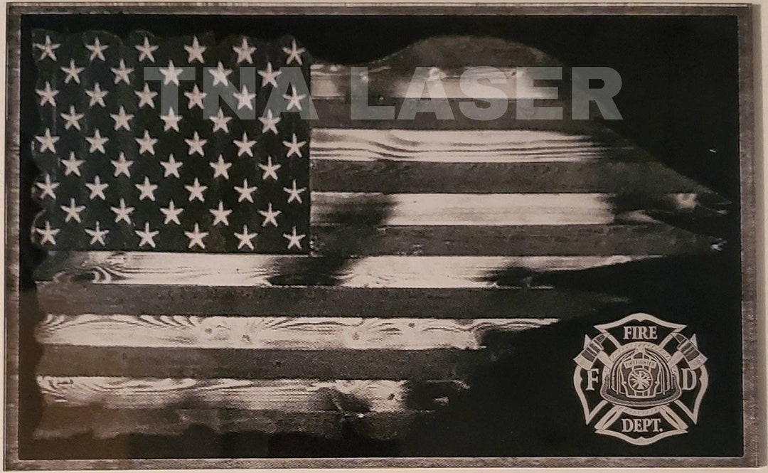 Glowforge Digital Laser Ready Design File - Fireman American Flag ...
