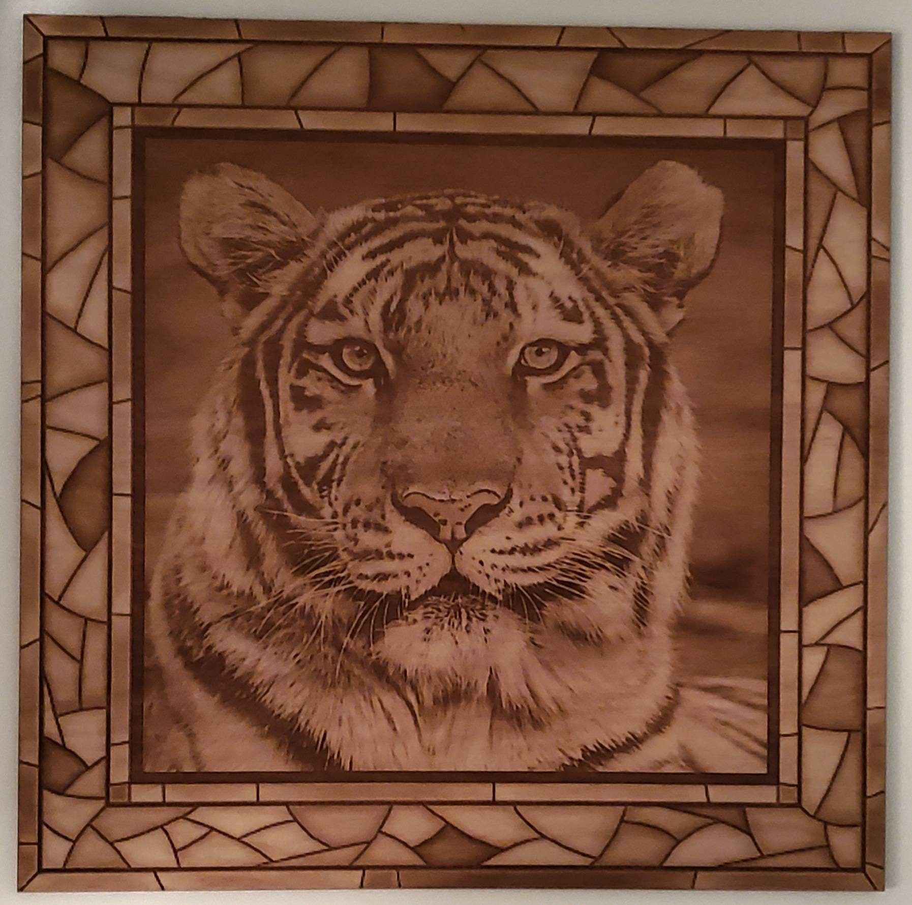laser ready file Tiger with stained glass engraved Etsy