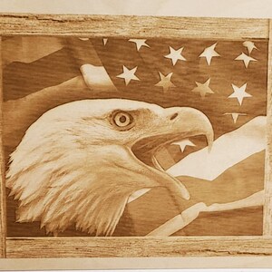 Glowforge Digital Laser Ready Design File - Bald Eagle American Flag ...