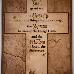 Glowforge laser ready file Serenity Cross wood engraving